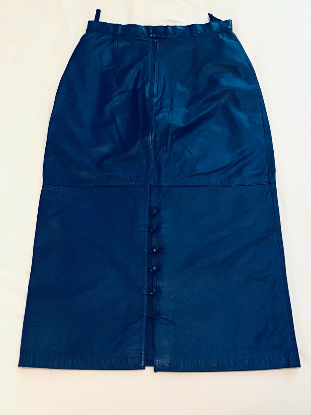 Vintage Blue soft Leather Skirt